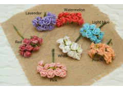 Faux Flower - Baby roses (Foam) on wire - 2 cm - Pack of 10